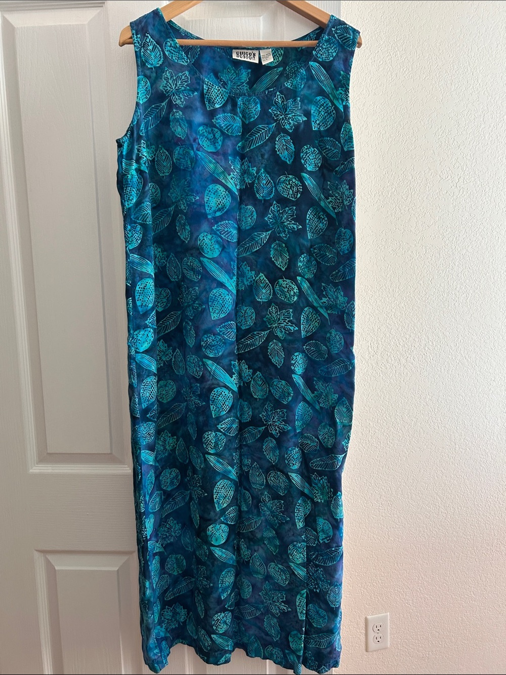 🏝️ Chico's Teal/Turquoise Botanical Print Maxi Dress